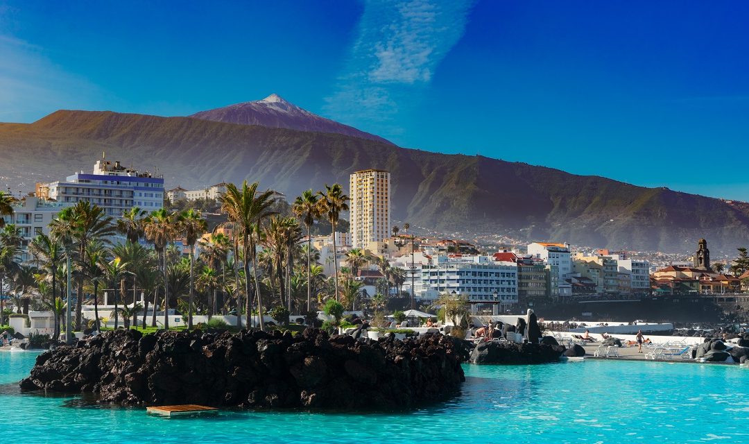 skyline of Puerto Cruz, Tenerife, Spain
